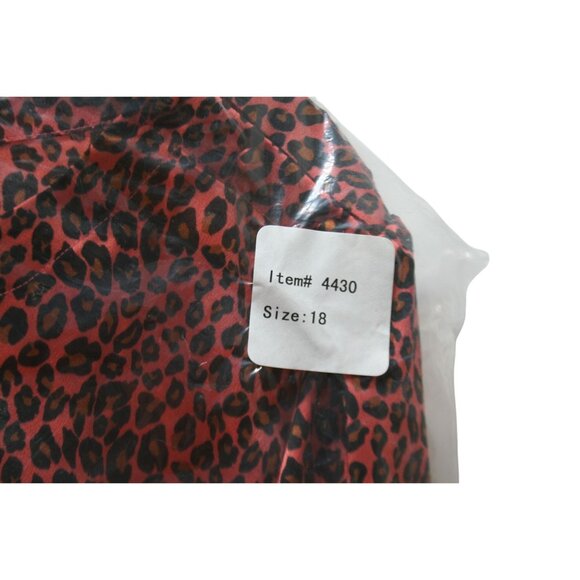 J Peterman Leopard Print Blouse Women 18 Pink Long Sleeve Dressy Top Office Chic - Picture 3 of 10